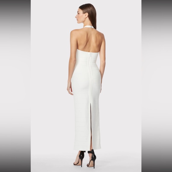 Hervé Leger Paris Halter Icon Gown White Bandage Dress L - Picture 3 of 11